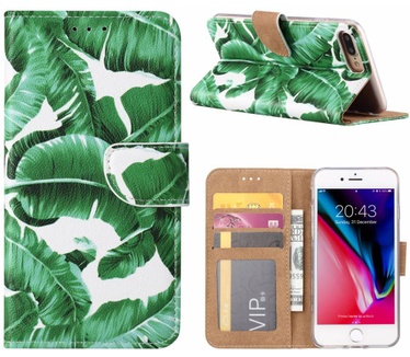 Planten print lederen Bookcase hoesje voor de Apple iPhone 8 Plus - Wit (Apple iPhone 8 Plus) Wit
