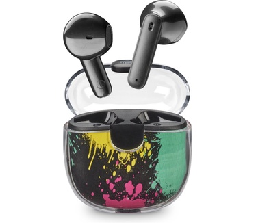 Music Sound | Drip - Bluetooth Capsule Hoofdtelefoon - Transparante behuizing met modieus patroonontwerp - 19 uur looptijd - Bedieningen op de headset - Fantasie Schilderen