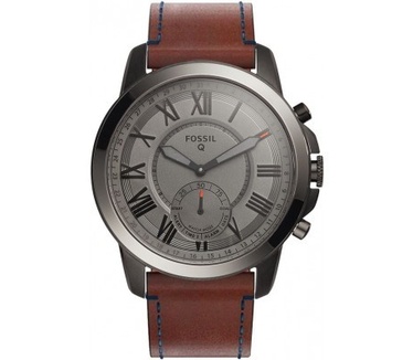 qMust Lederen armband voor Fossil Q Grant Hybrid - Brown