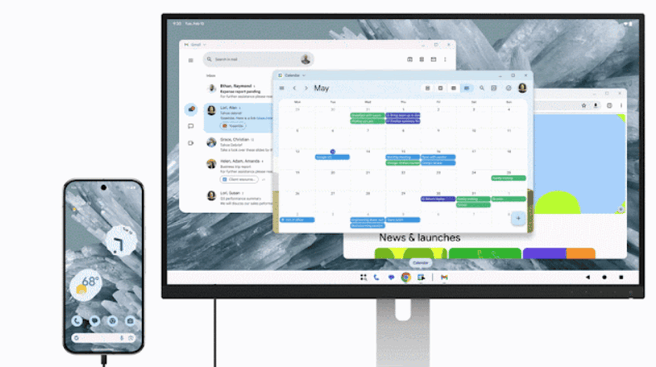 Google toont Android 16 QPR3 met connected display (beeld: Google)