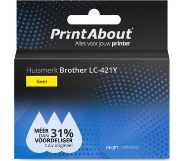 PrintAbout Huismerk Brother LC-421Y Inktcartridge Geel