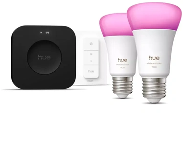 Philips Hue Starterkit: 2 E27 slimme lampen + dimmer switch + Bridge Pro