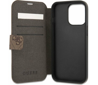 Guess 4G Metal Logo Book Case Apple iPhone 13 Pro (6.1") - Bruin Bruin