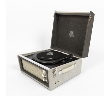 GPO Retro BERMUDAGRY Kofferplatenspeler met ingebouwde speakers op pootjes