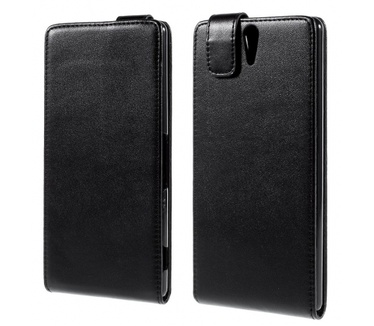 Kees Lederlook Flip Hoesje Sony Xperia C5 Ultra - Zwart