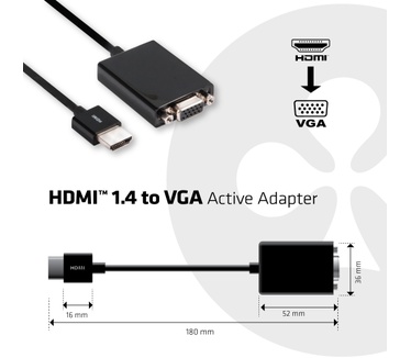 Club 3D HDMI 1.4 to VGA Active Adapter Zwart
