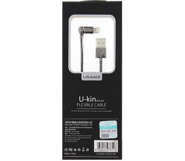 Usams U-Kin Series USB 2.1A naar Lightning Kabel (100cm) - Zwart