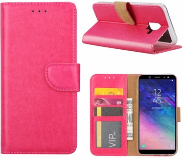 Luxe Lederen Bookcase hoesje voor de Samsung Galaxy A6 2018 - Roze (Samsung Galaxy A6 2018) Roze