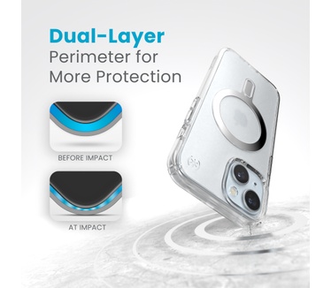 Speck Presidio Clear + ClickLock Apple iPhone 15 Clear - with Microban