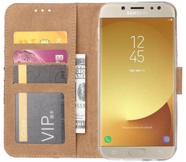 Flamingo print lederen Bookcase hoesje voor de Samsung Galaxy J7 2017 - Wit (Samsung Galaxy J7 2017) Wit