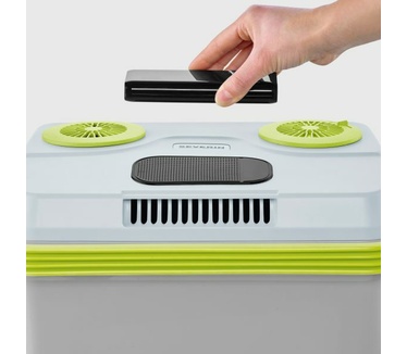 Severin KB 2925 Elektrische koelbox, met koel- en warmhoudfunctie, autokoelbox met 3 aansluitingen (USB, voeding en sigarettenaansteker) (25 liter),koelbox grijs/groen