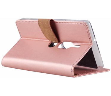 Luxe Lederen Bookcase hoesje voor de Sony Xperia XZ2 Premium - Metallic Roze (Sony Xperia XZ2 Premium) Rosé Goud