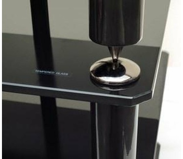 NorStone Bergen HiFi-kast met 4 modulaire planken, punten en tegenpunten, zwart gelakt