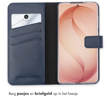 Selencia Echt Leren Bookcase Samsung Galaxy S26 Plus - Donkerblauw