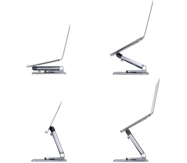Startech.com Telescopische Laptopstandaard, 360 Roterende Voet, Draaibare Laptophouder voor Bureau, In Hoogte Verstelbaar & Kantelbaar, Max 5kg, Aluminium