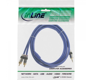 InLine 7m 2x RCA/3.5mm Premium Blauw