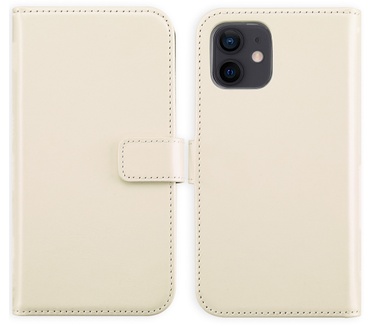 Selencia Echt Lederen Bookcase iPhone 12 (Pro) - Greige