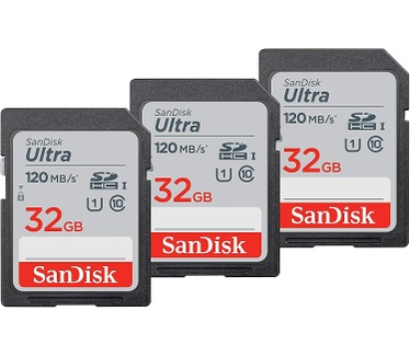 Sandisk Ultra UHS-I SDHC-kaart 32GB (3-pack)