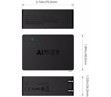 Aukey Quick Charge 3.0 oplader PA-T14 - 3 USB poorten - Black