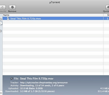 µTorrent Mac screenshot (481 pix)