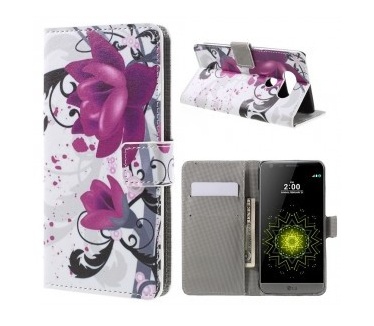 qMust LG G5 Wallet Case - hoesje met stand - Lotus Flower