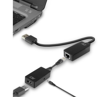 ACT AC6063 USB 2.0 Extender set over UTP, tot 50 meter Zwart