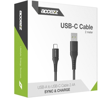 Accezz USB-C naar USB kabel - 2 meter - Zwart