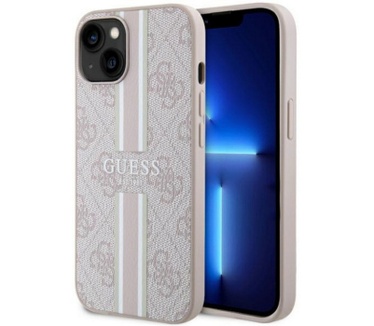 Guess 4G Printed Stripe Back Case - Apple iPhone 15 (6.1") - Roze Roze