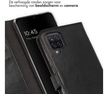 Selencia Echt Lederen Bookcase Samsung Galaxy A12 - Zwart
