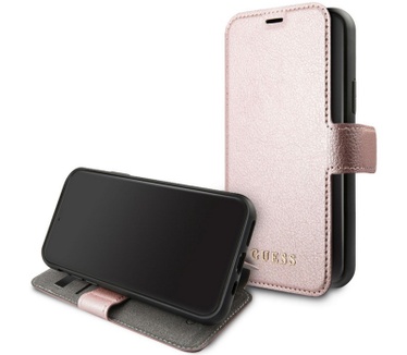 Guess Iridescent Book Case - Apple iPhone 11 (6.1") - Roségoud  Rosé Goud
