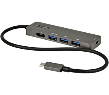 Startech.com USB C Multiport Adapter - USB-C naar HDMI 2.0b 4K 60Hz (HDR10), 100W Power Delivery Pass-Through, 4-Port USB 3.0 Hub - USB Type-C Mini Dock - 30cm Vaste Kabel
