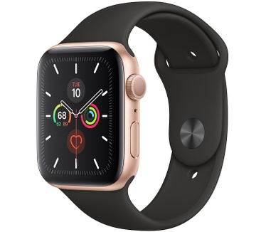Apple Watch Series 5 (44mm) aluminium, sportbandje Goud (Zwart)
