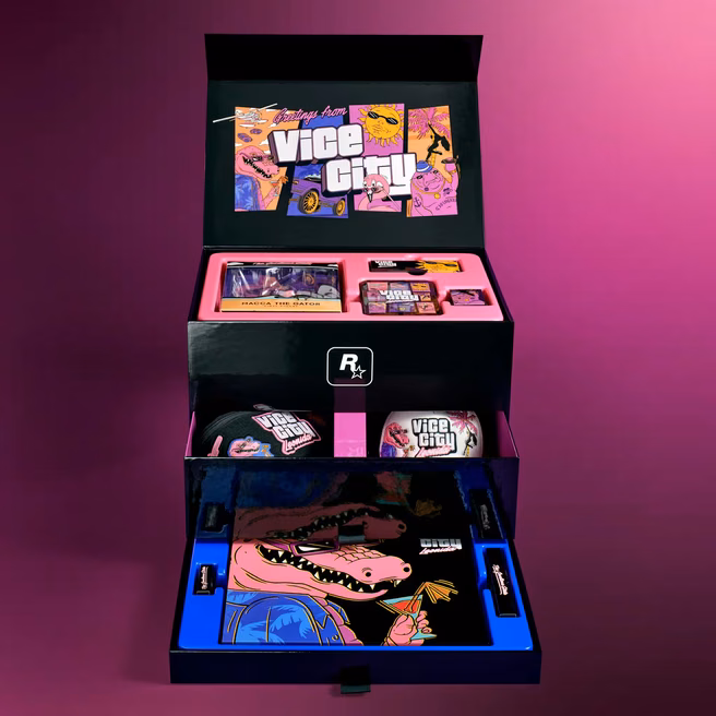 GTA VI collectorsdoos (open). Beeld: Rockstar Games
