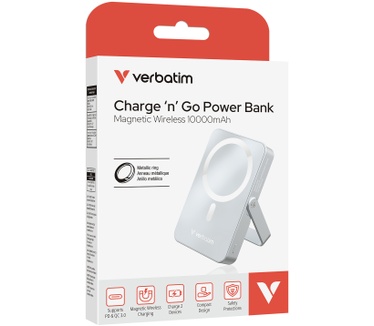 Verbatim Charge 'n' Go Magnetische Draadloze Power Bank 10000 mAh met standaard - Blauw
