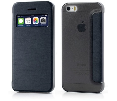 Merkloos Slim Window Flip Case iPhone 5 / 5S - Zwart