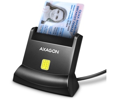 Axagon Universal desktop USB contact Smart/ID card reader with long USB-A cable. Suitable for the eObanka application.