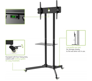 Techly Floor Trolley with Shelf Support LCD / LED / Plasma 30-65" ICA-TR6