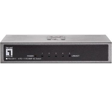 LevelOne 5-Port Fast Ethernet Switch, 1 x SC Multi-Mode Fiber