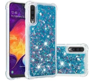 qMust Galaxy A40 Glitter Hoesje Blauw Transparant