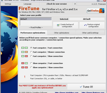 FireTune 1.2.0 screenshot