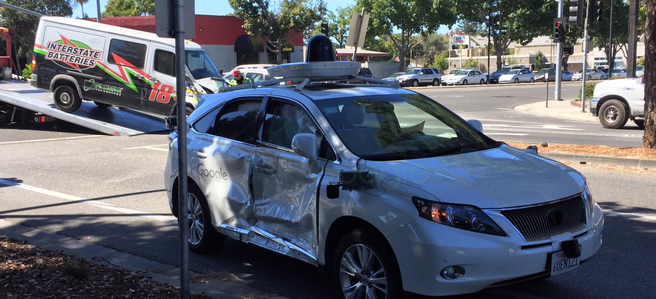 Google zelfrijdende auto crash