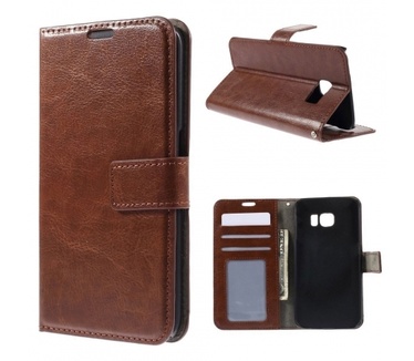 Kees Lederlook Portemonnee Hoesje Galaxy S6 Edge - Bruin