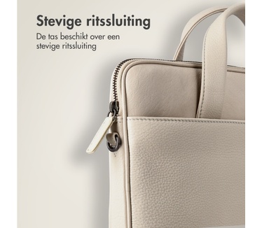 Accezz Leather Laptoptas 16 inch - Beige
