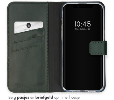 Selencia Echt Lederen Bookcase iPhone 15 - Groen