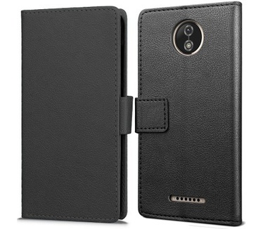 qMust Motorola Moto C Plus Wallet Hoesje Zwart