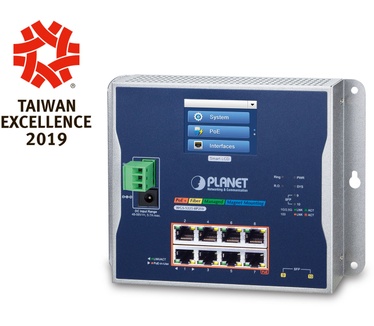Planet WGS-5225-8P2SV 8-poort industriële POE Switch met Touch screen