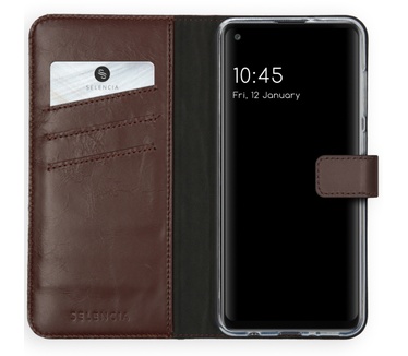 Selencia Echt Lederen Bookcase Samsung Galaxy A21s - Bruin