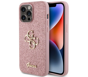 Guess 4G Glitter Back Case - Apple iPhone 15 Pro (6.1") - Roze Roze