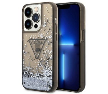 Guess Liquid Glitter Triangle Case iPhone 14 Pro Max (6.7") Zwart Zwart