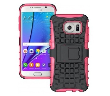qMust Samsung Galaxy S7 Edge Rugged Hybrid Case - Dual Protection - Pink